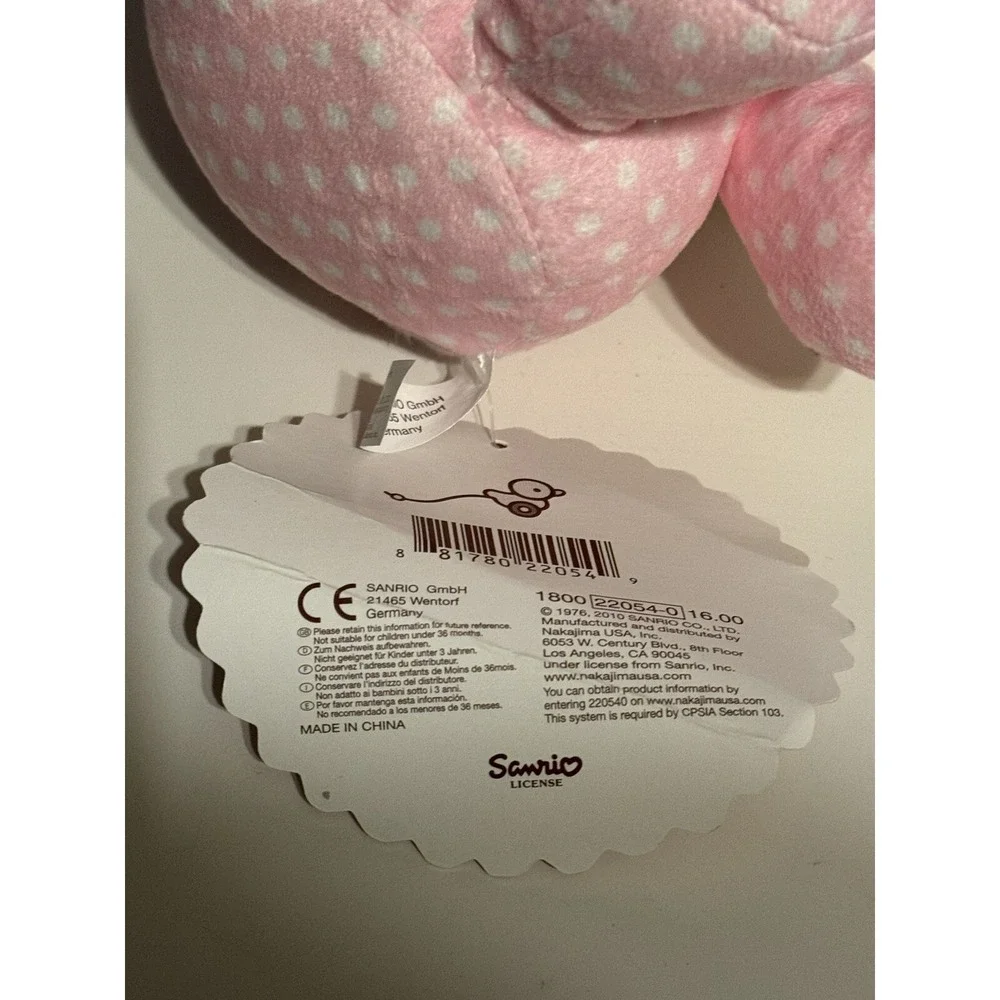 Sanrio Hello Kitty Plush Rattle Baby Lovey Polka Dot Nakajima Germany 2010 Rare